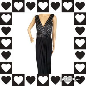 Black Embroidered Formal Gown